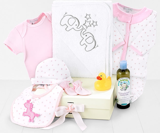 Baby Bath-Time Hamper Gift Box in Pink
